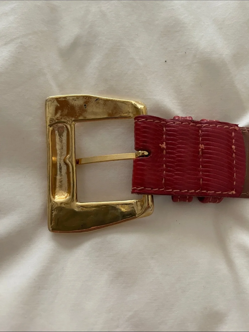 Cipriani Classic Red Leather Belt with Gold Buckle